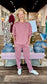 Contrast Satin Lounge Set Rose