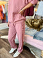 Contrast Satin Lounge Set Rose