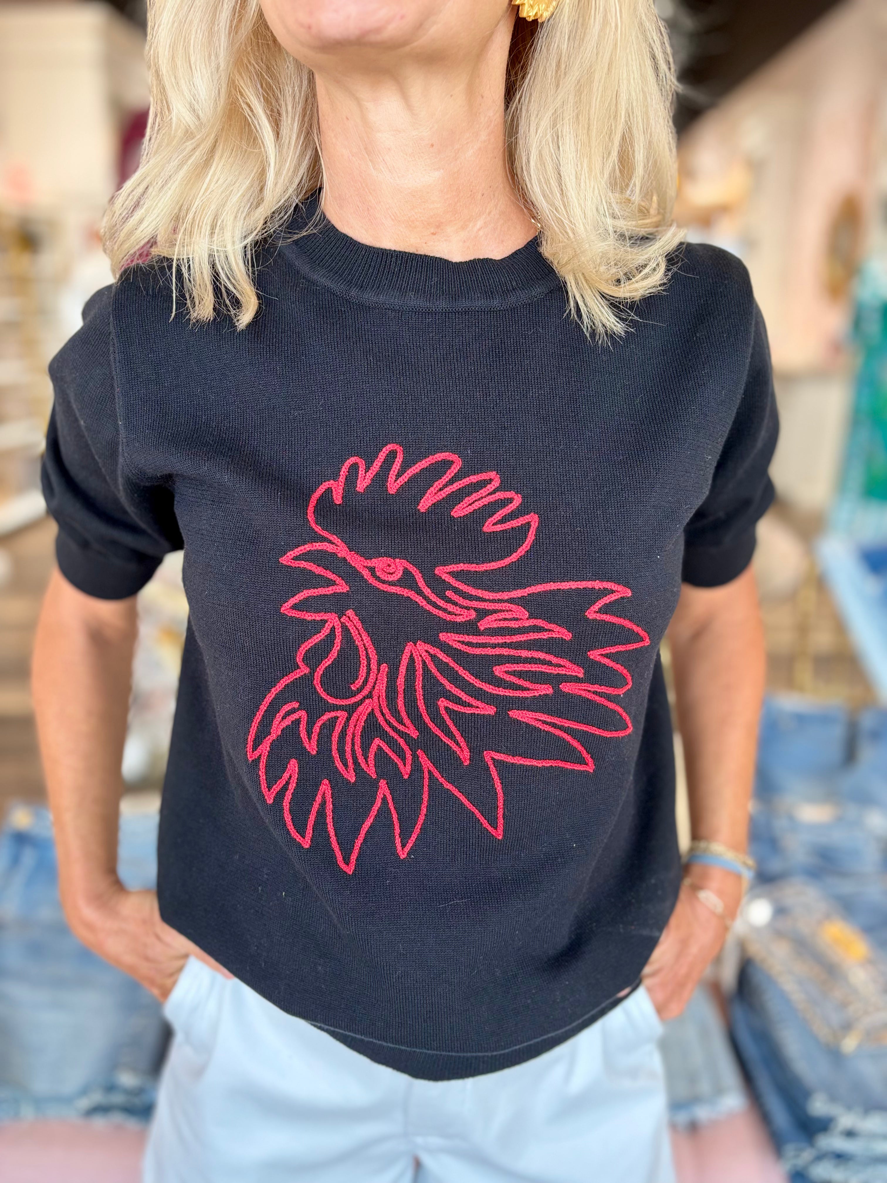 Gamecock Short Sleeve Sweater Black