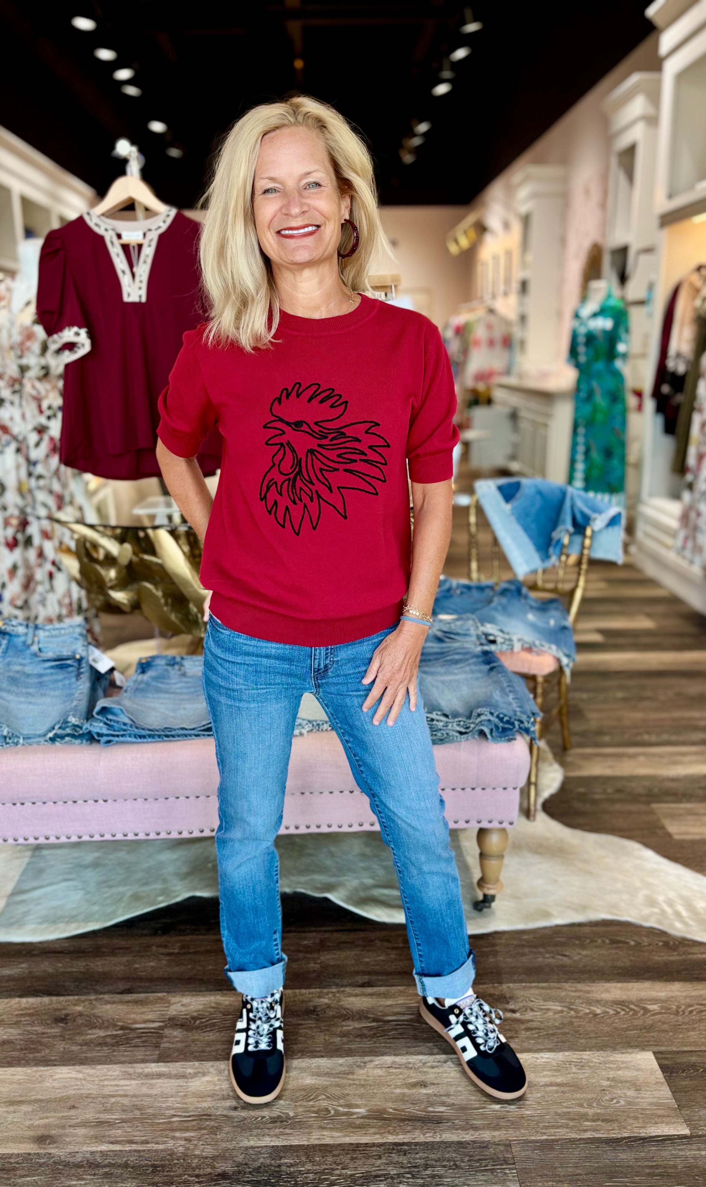 Gamecock Short Sleeve Sweater Garnet