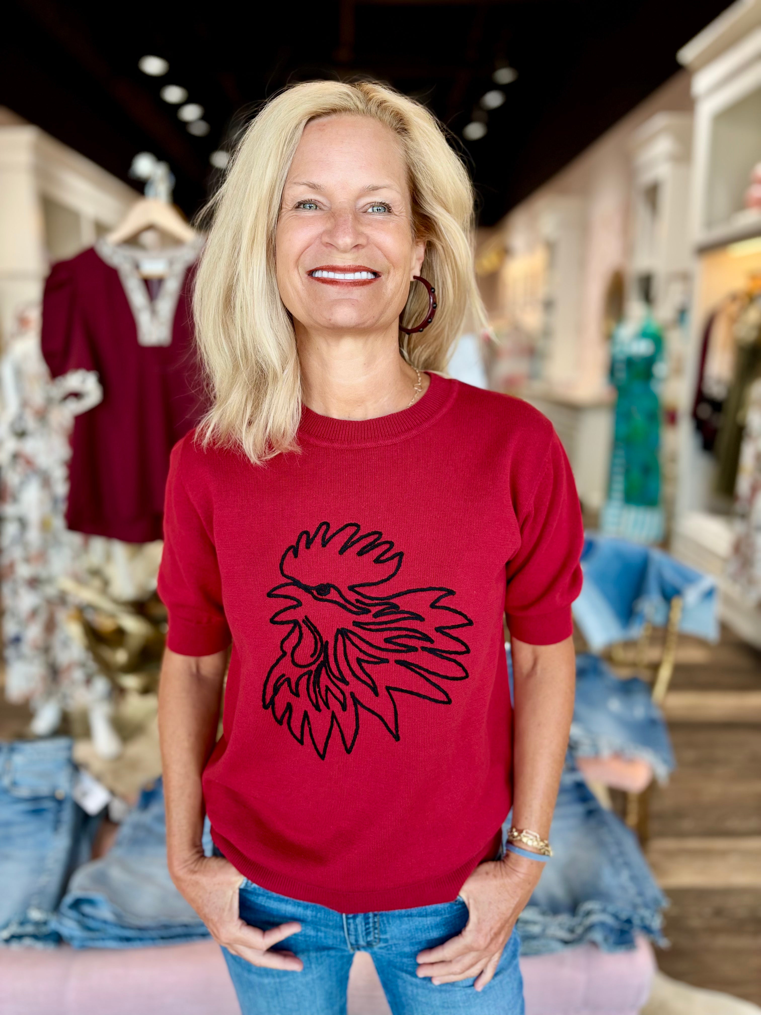 Gamecock Short Sleeve Sweater Garnet