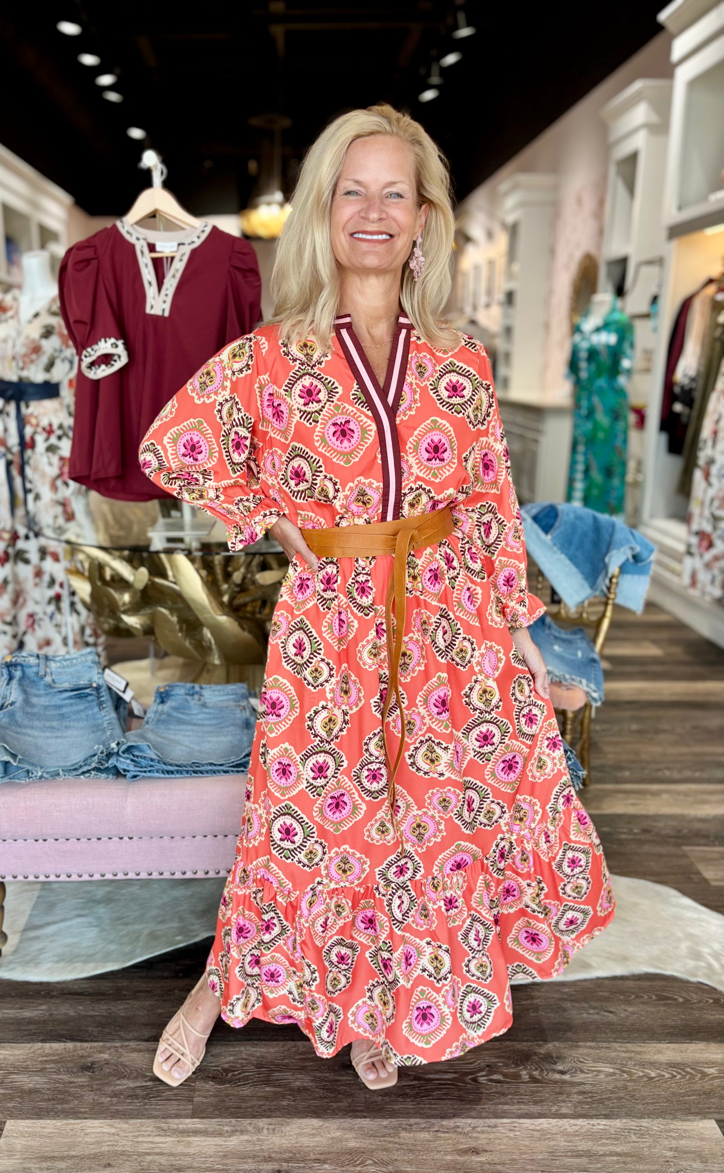 Orange Floral Dress