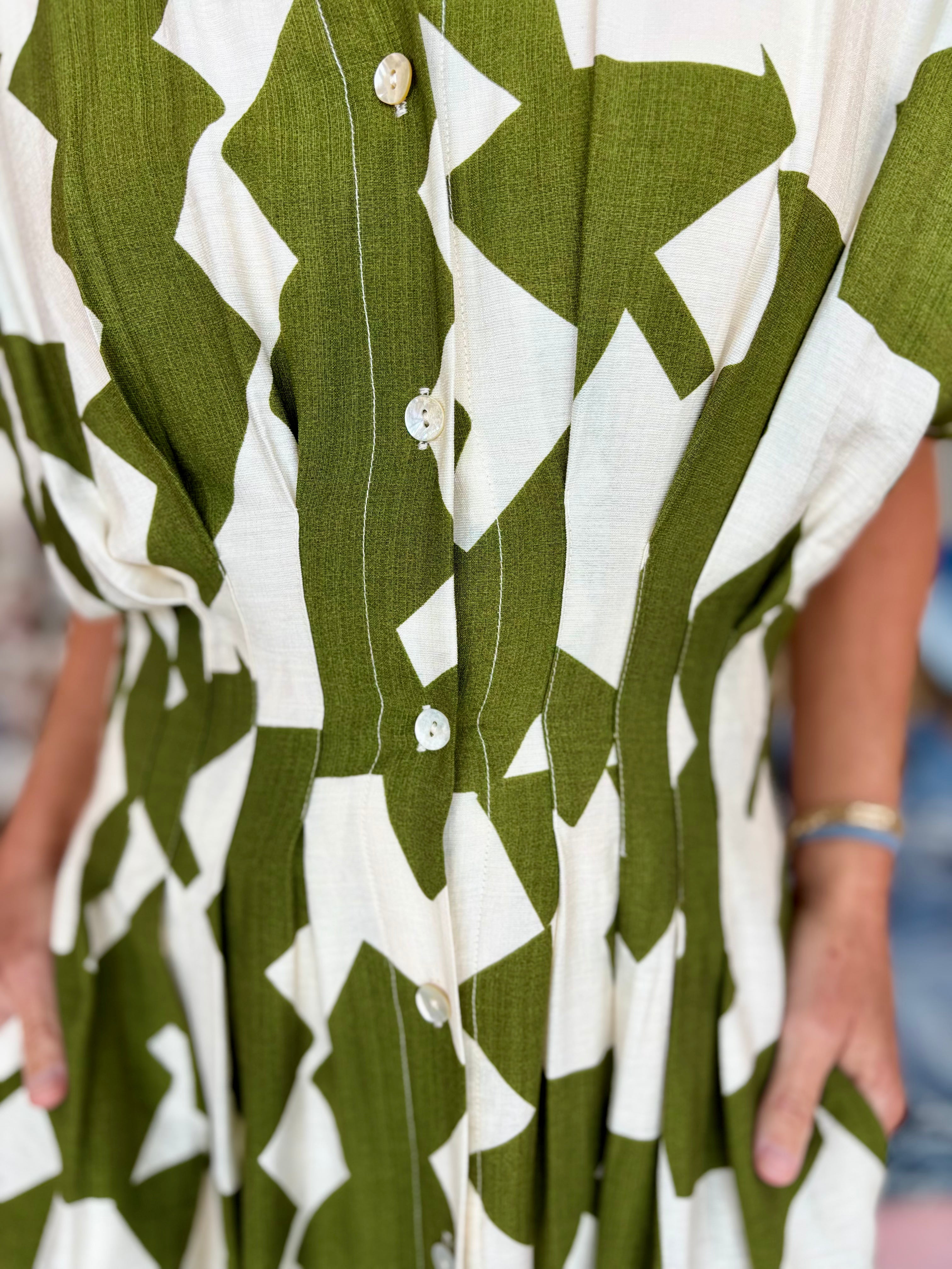 Green geometric dress