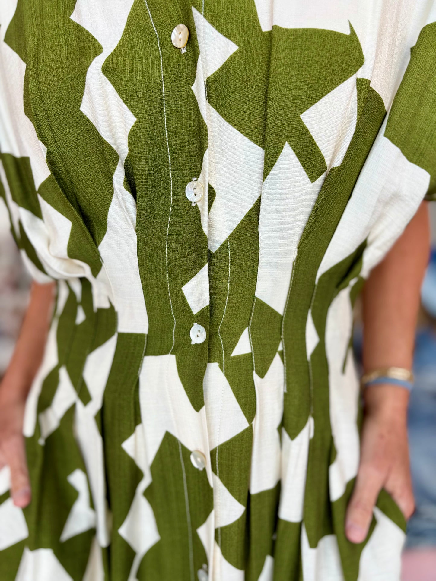 Green geometric dress
