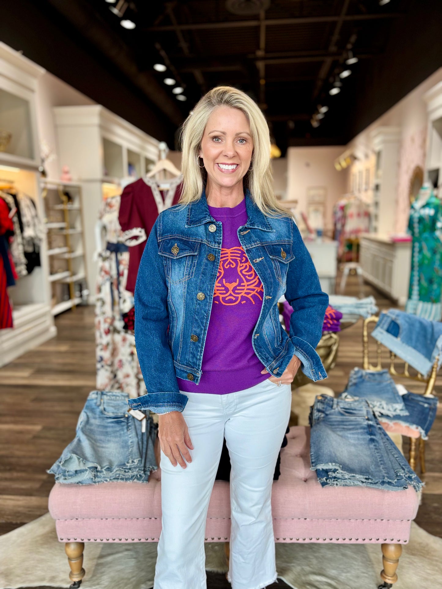 Beaded Denim Jacket Clemson