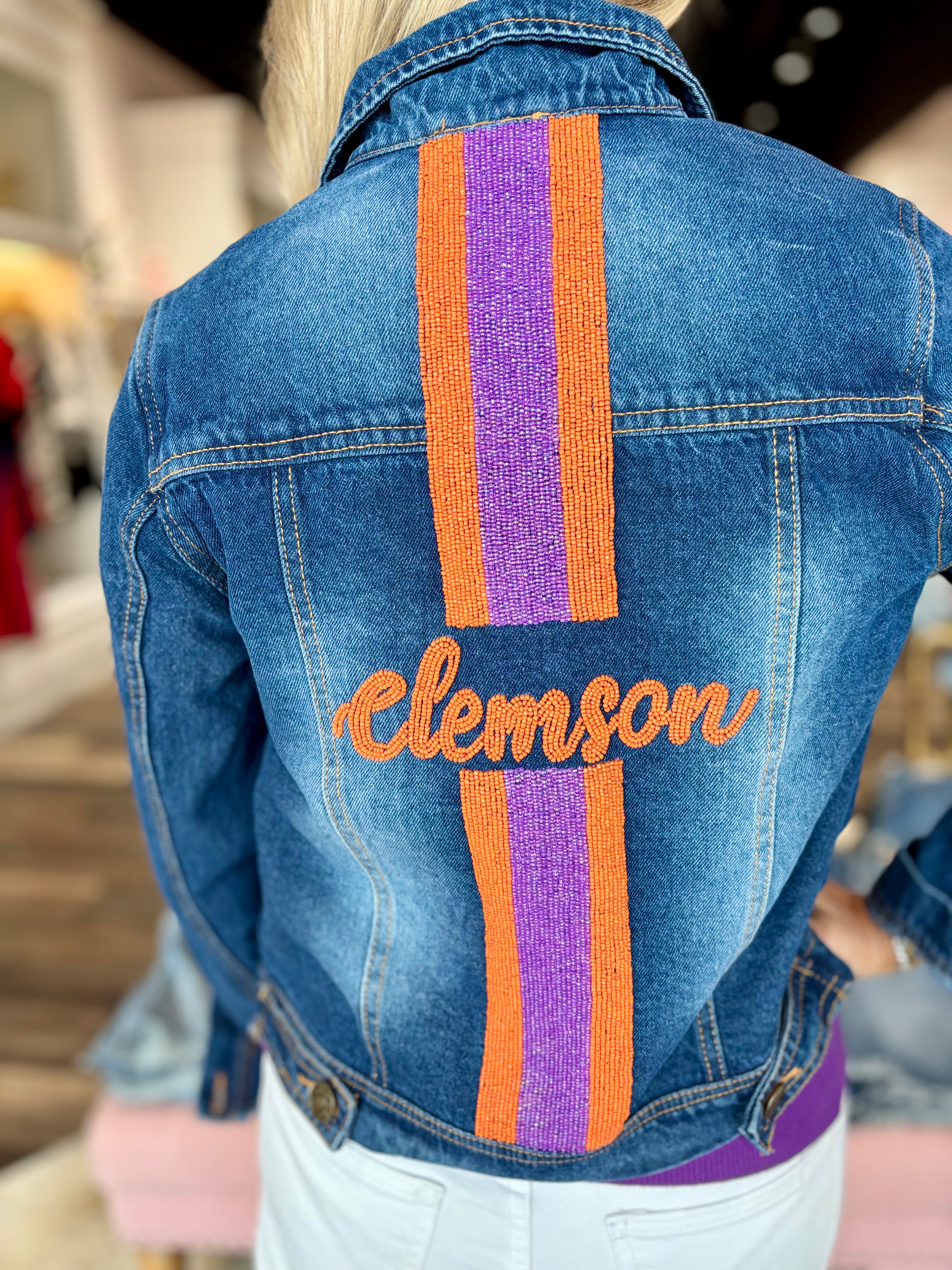 Beaded Denim Jacket Clemson