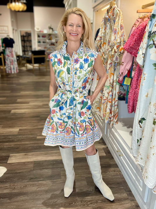 Joy Joy Placket Dress Festive Florals