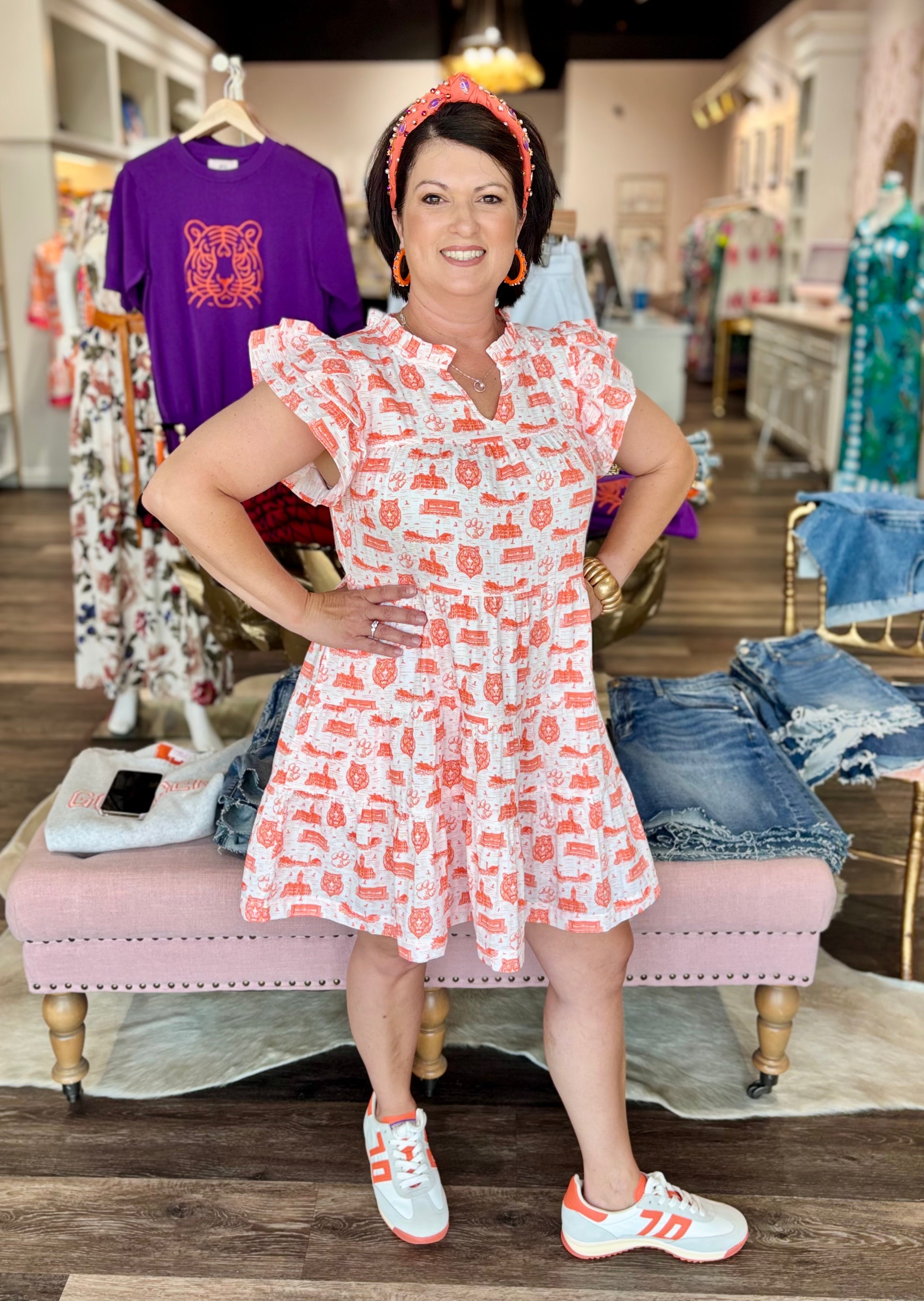 The Toile Flutter Sleeve Dress Clemson