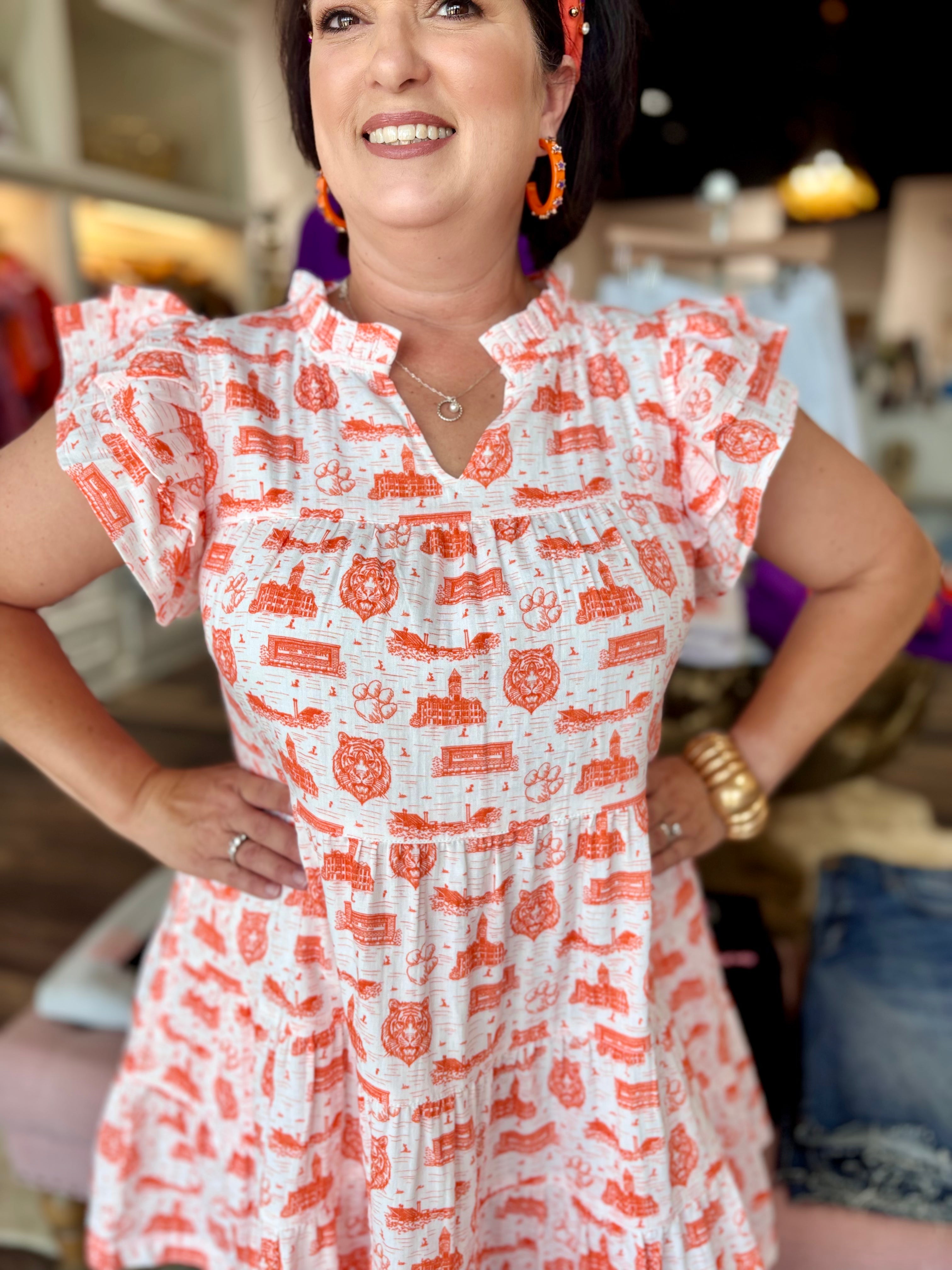 The Toile Flutter Sleeve Dress Clemson