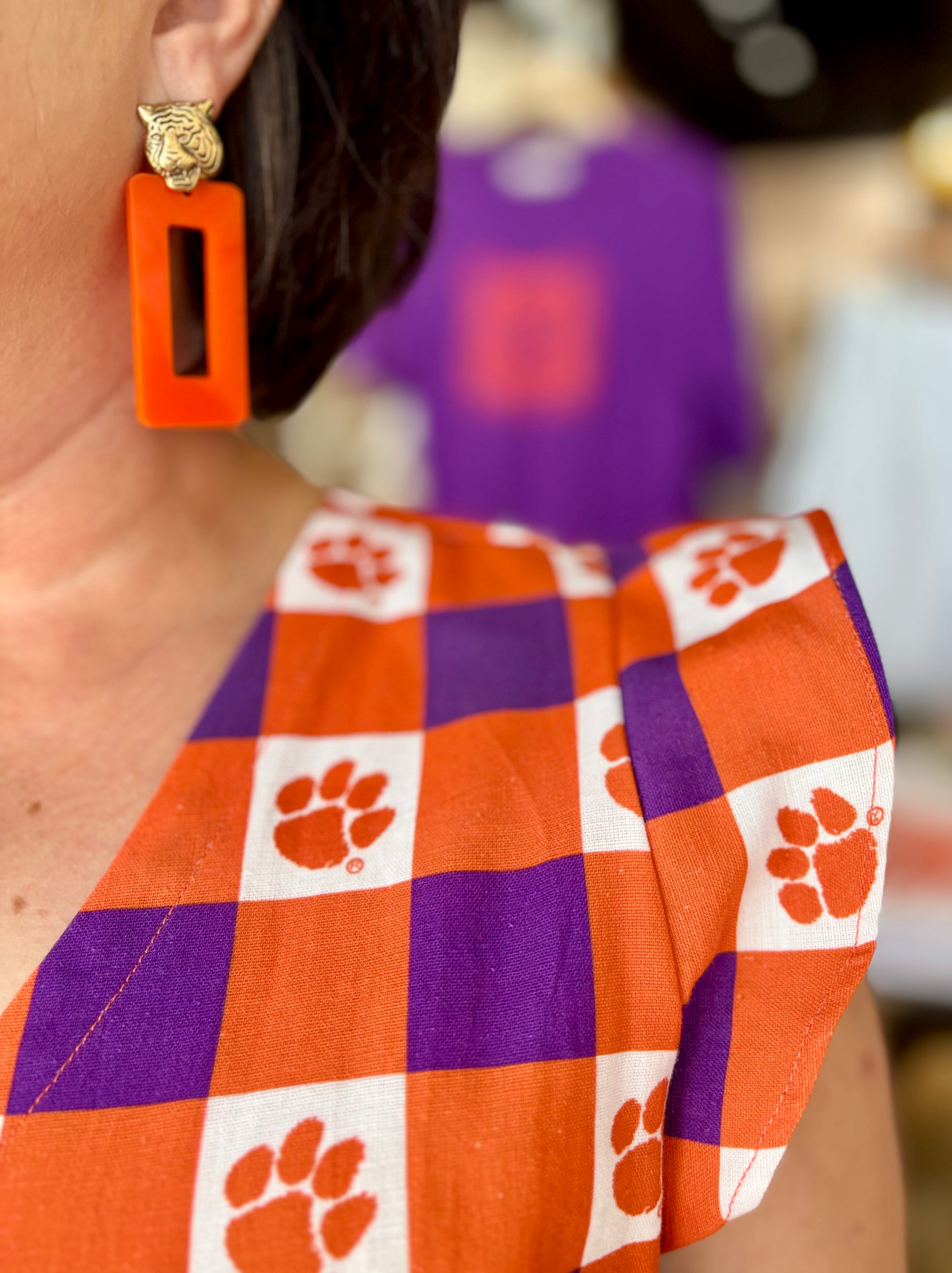 The Go Gingham Ruffle Tank Clemson