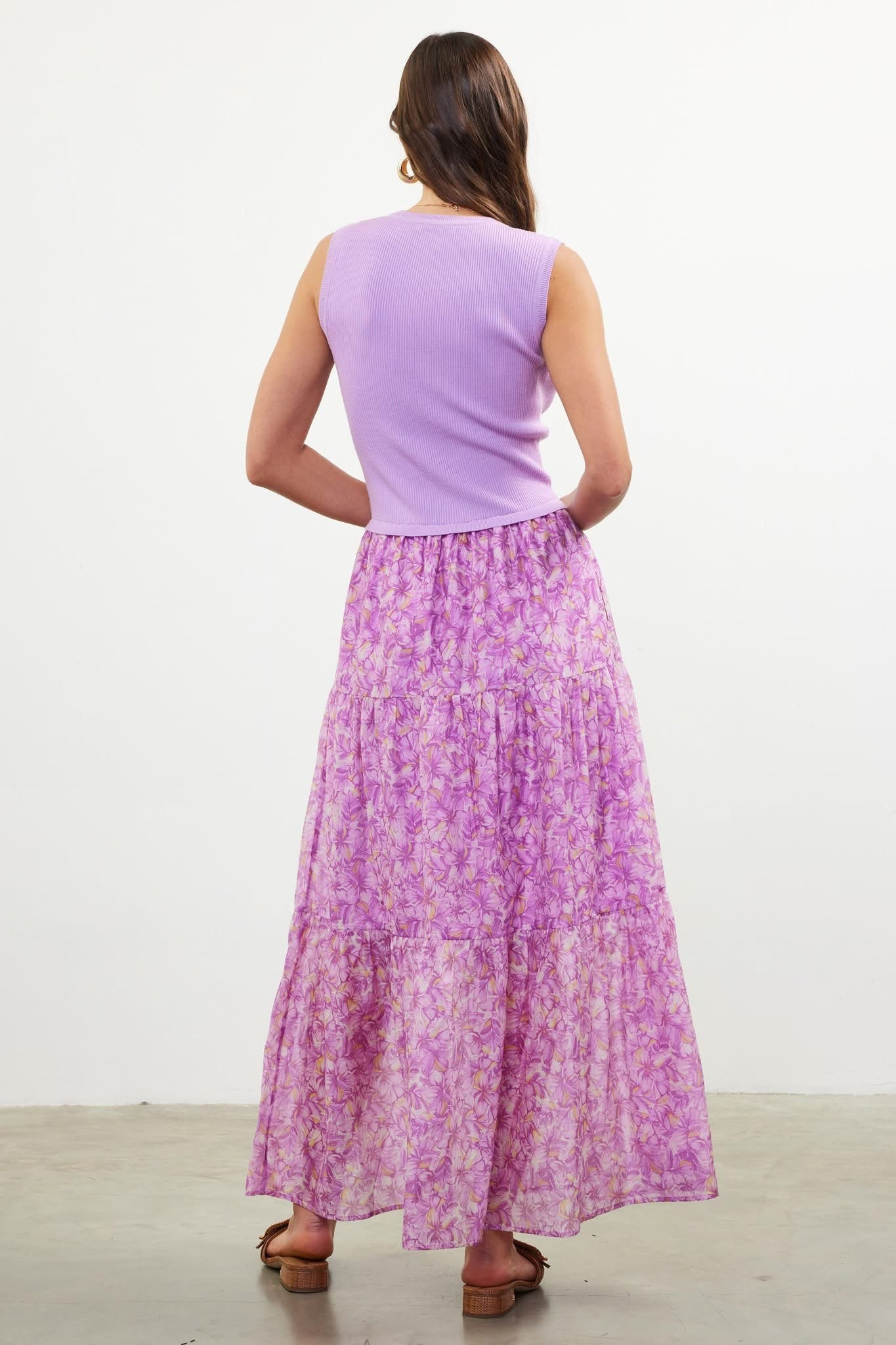Knit-to-Woven Tank Dress Lilac