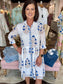 Oliphant Long Sleeve Shirt Dress Mini Laguna Blue