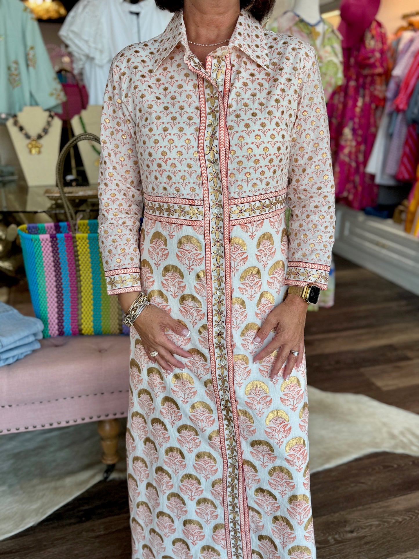 Oliphant Shirt Dress Maxi Arbor Coral