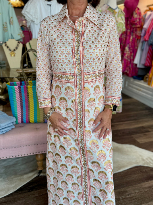 Oliphant Shirt Dress Maxi Arbor Coral