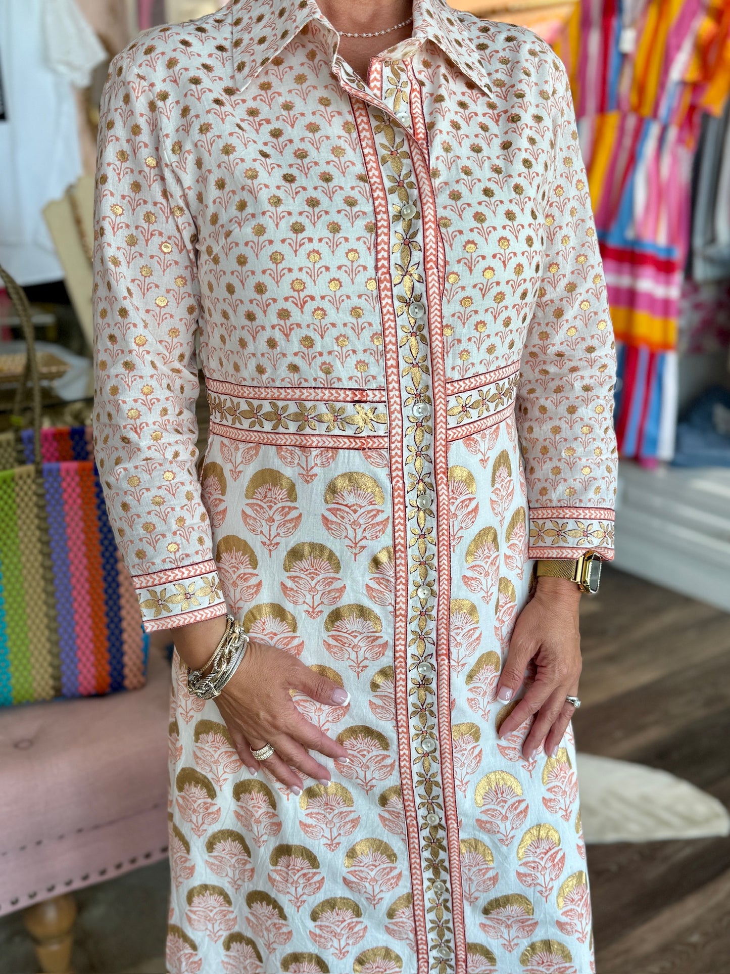 Oliphant Shirt Dress Maxi Arbor Coral