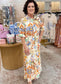 Boho Chic Floral Midi Dress Orange