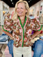 Shoulder Puff Sleeve Blouse Brown Floral