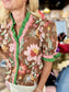 Shoulder Puff Sleeve Blouse Brown Floral