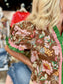 Shoulder Puff Sleeve Blouse Brown Floral
