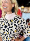 Animal Pattern Jacquard Knit Blouson Sleeve Sweater