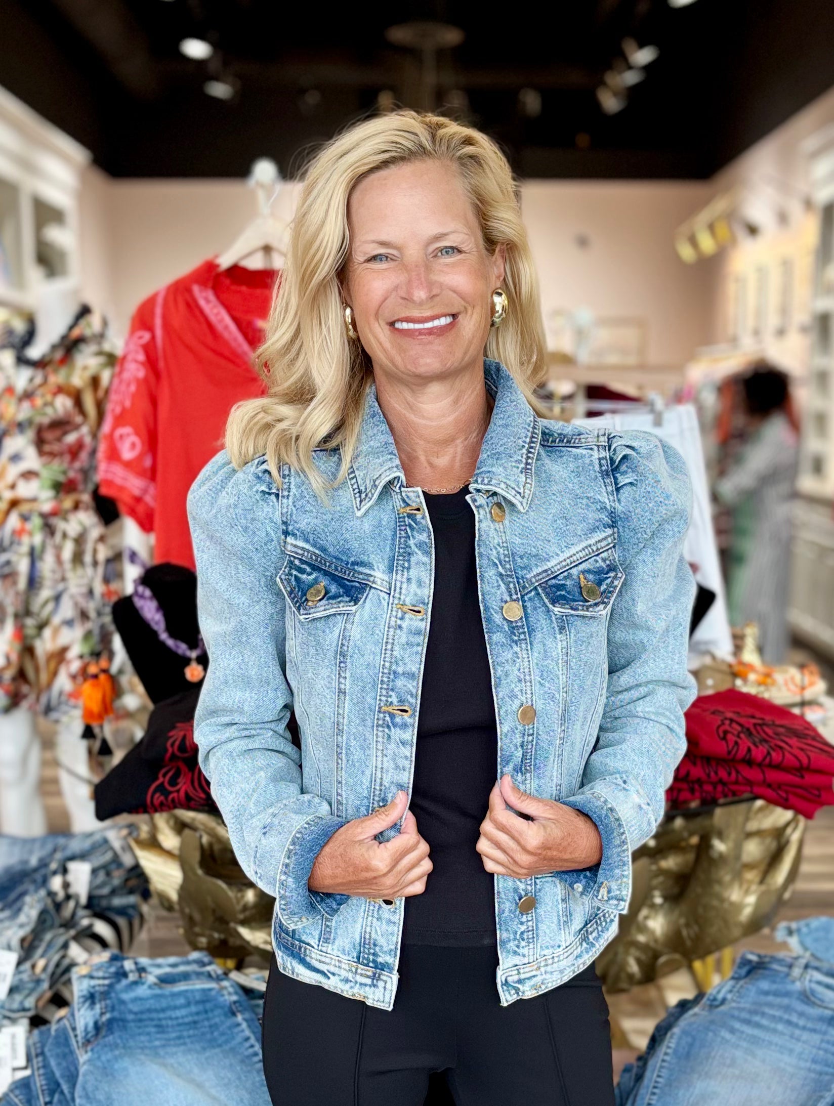 Puff Sleeve Denim Jacket