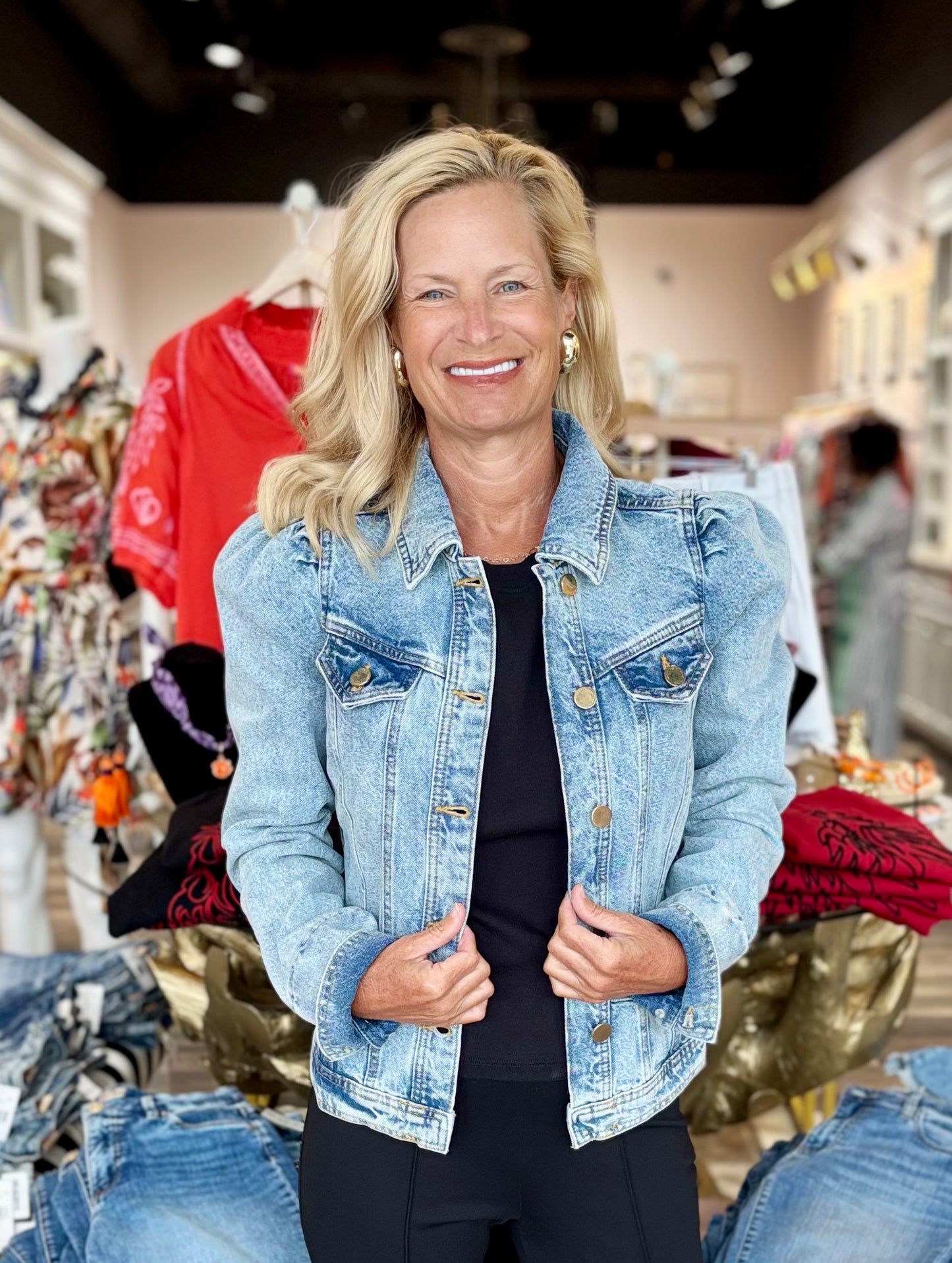 Puff Sleeve Denim Jacket