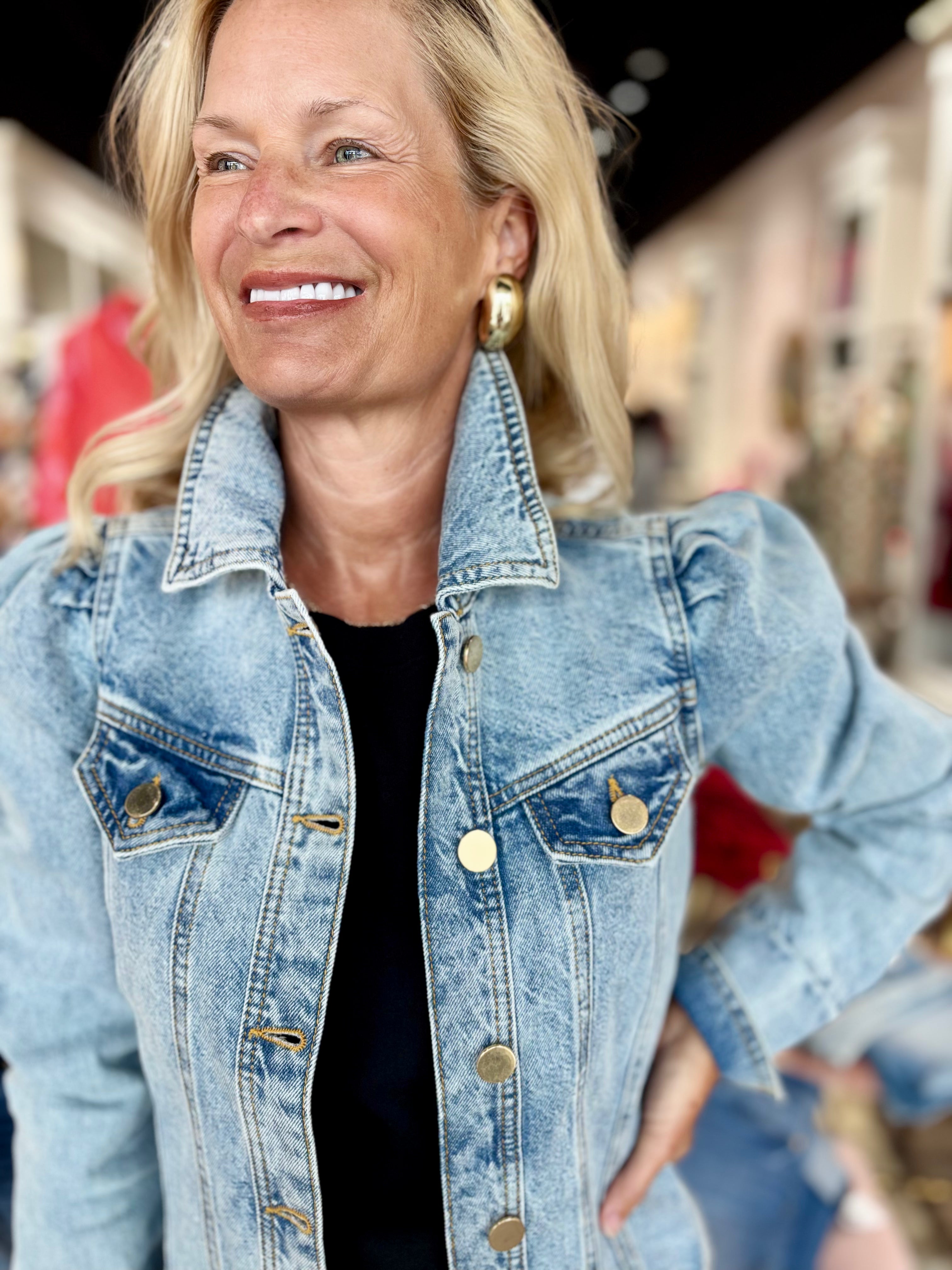 Puff Sleeve Denim Jacket