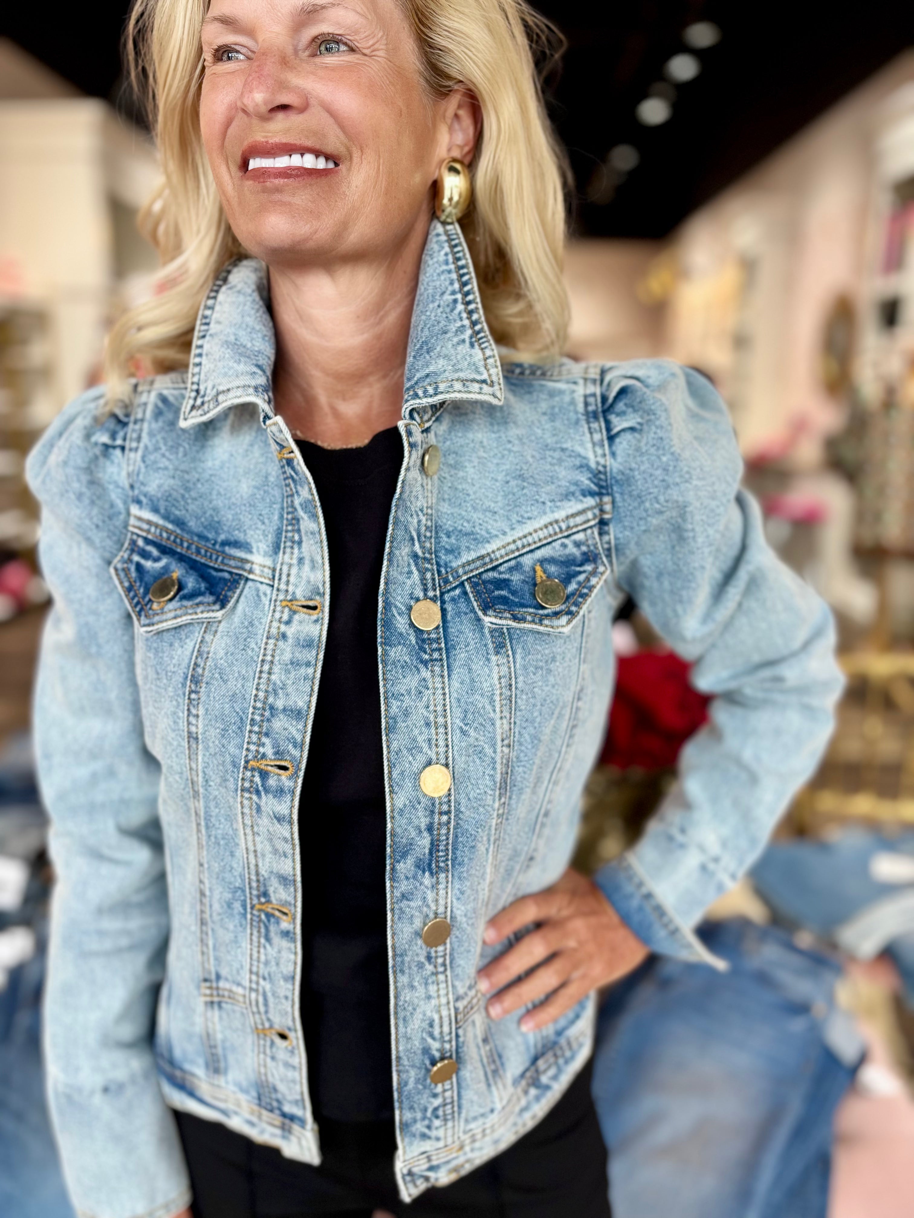 Puff Sleeve Denim Jacket