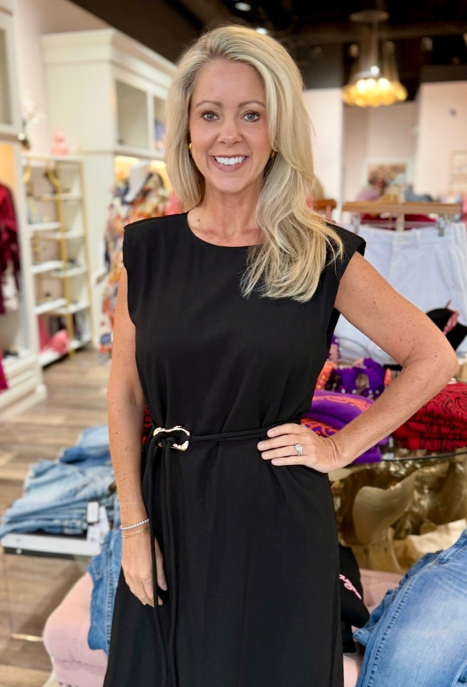 Black Belted Midi Dress