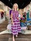 Brick Pattern Midi Dress Purple