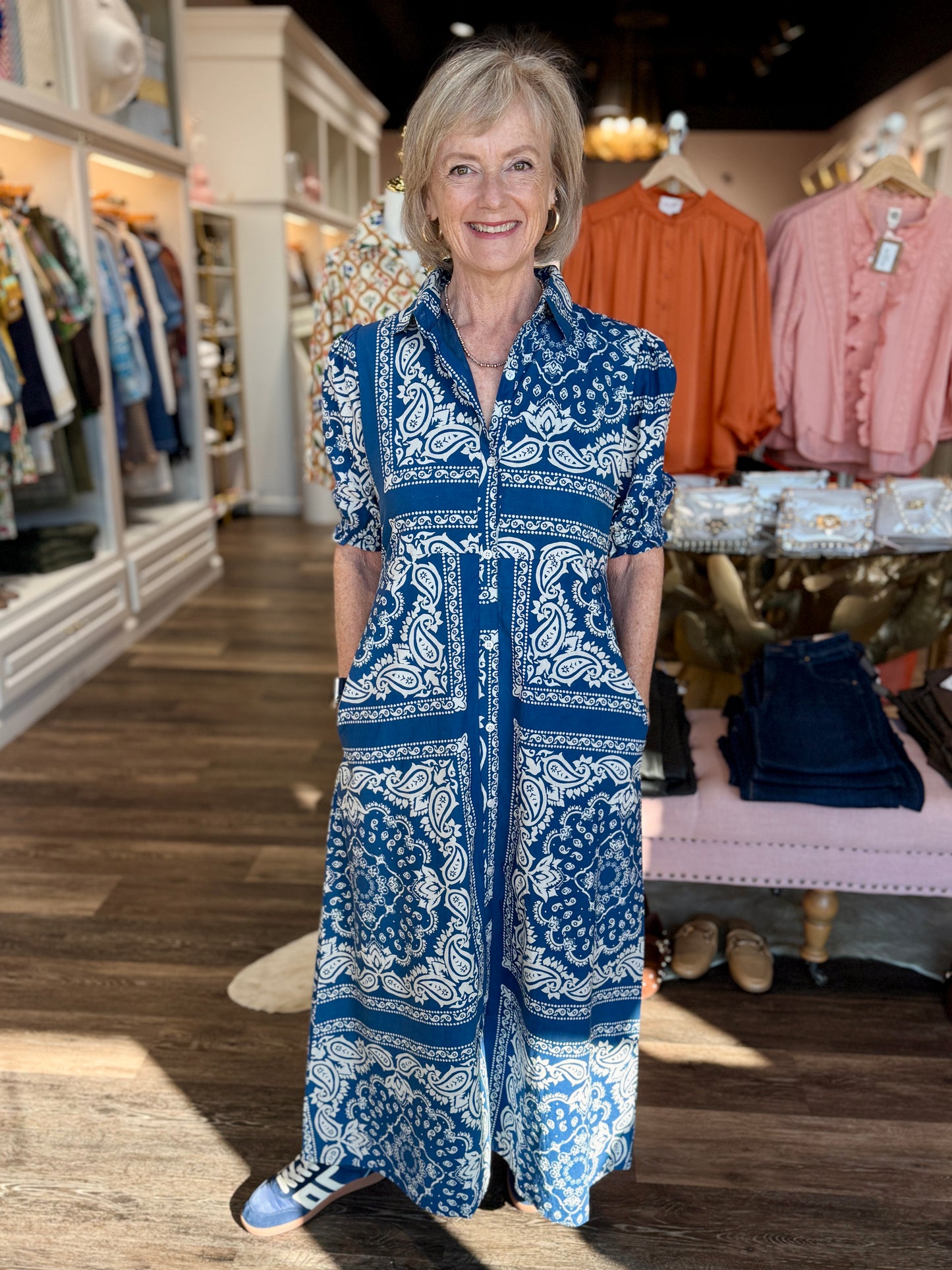Victoria Dunn Clara the Label Paloma Royal Flora Maxi Dress