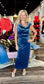 Casette Off Shoulder Velvet Midi Dress