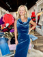 Casette Off Shoulder Velvet Midi Dress