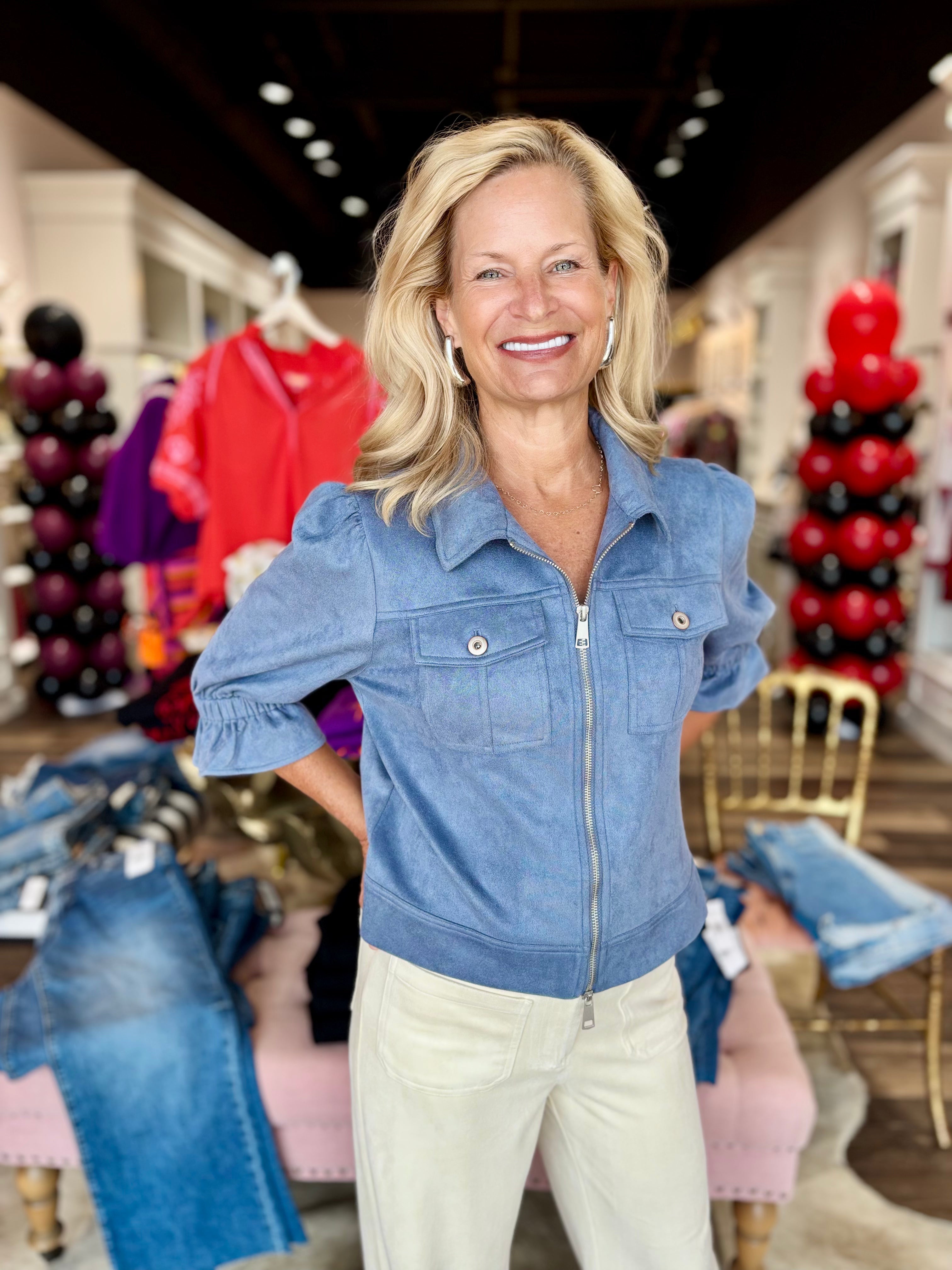 Boho Chic Blue Suede Jacket