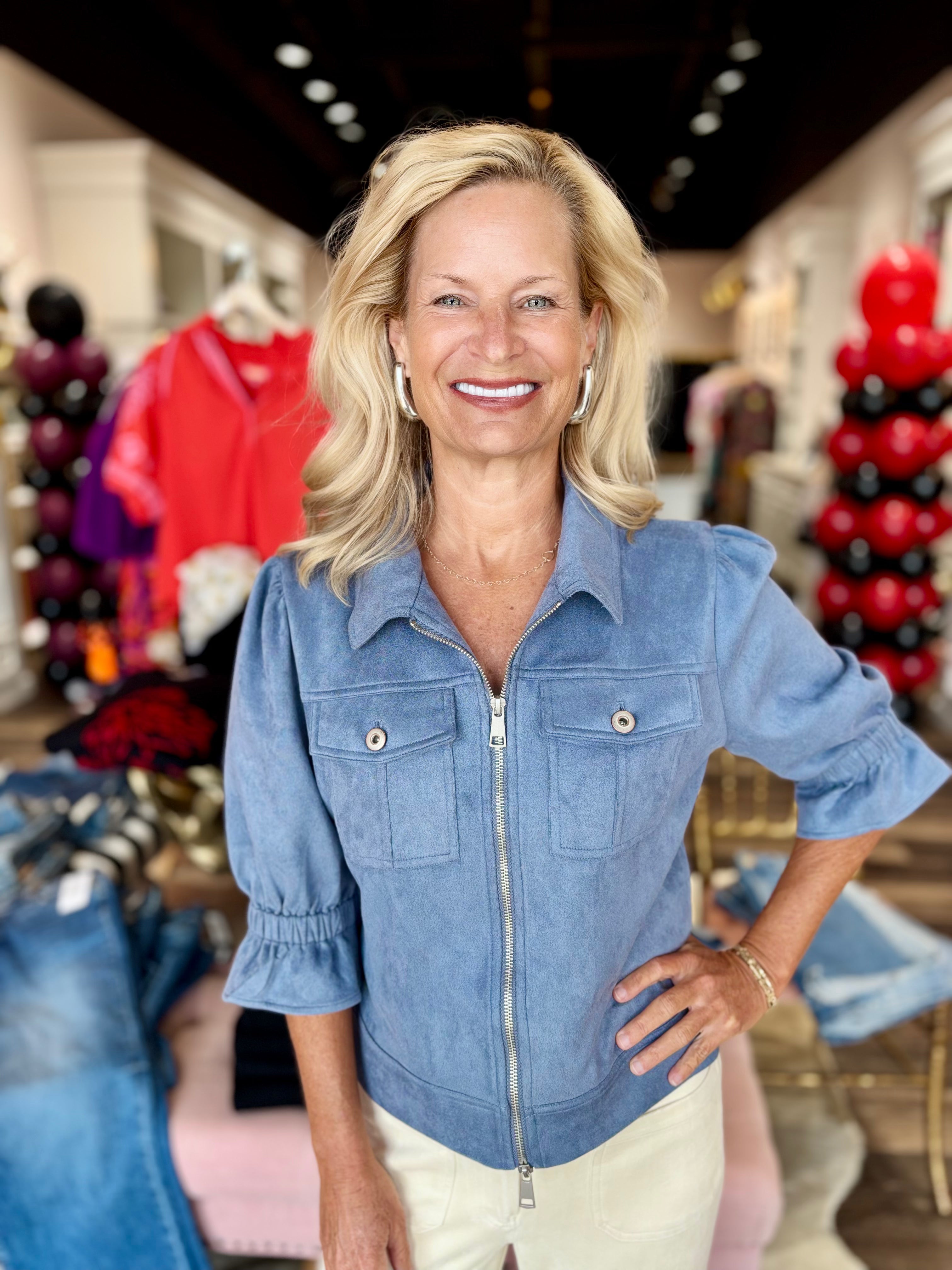 Boho Chic Blue Suede Jacket