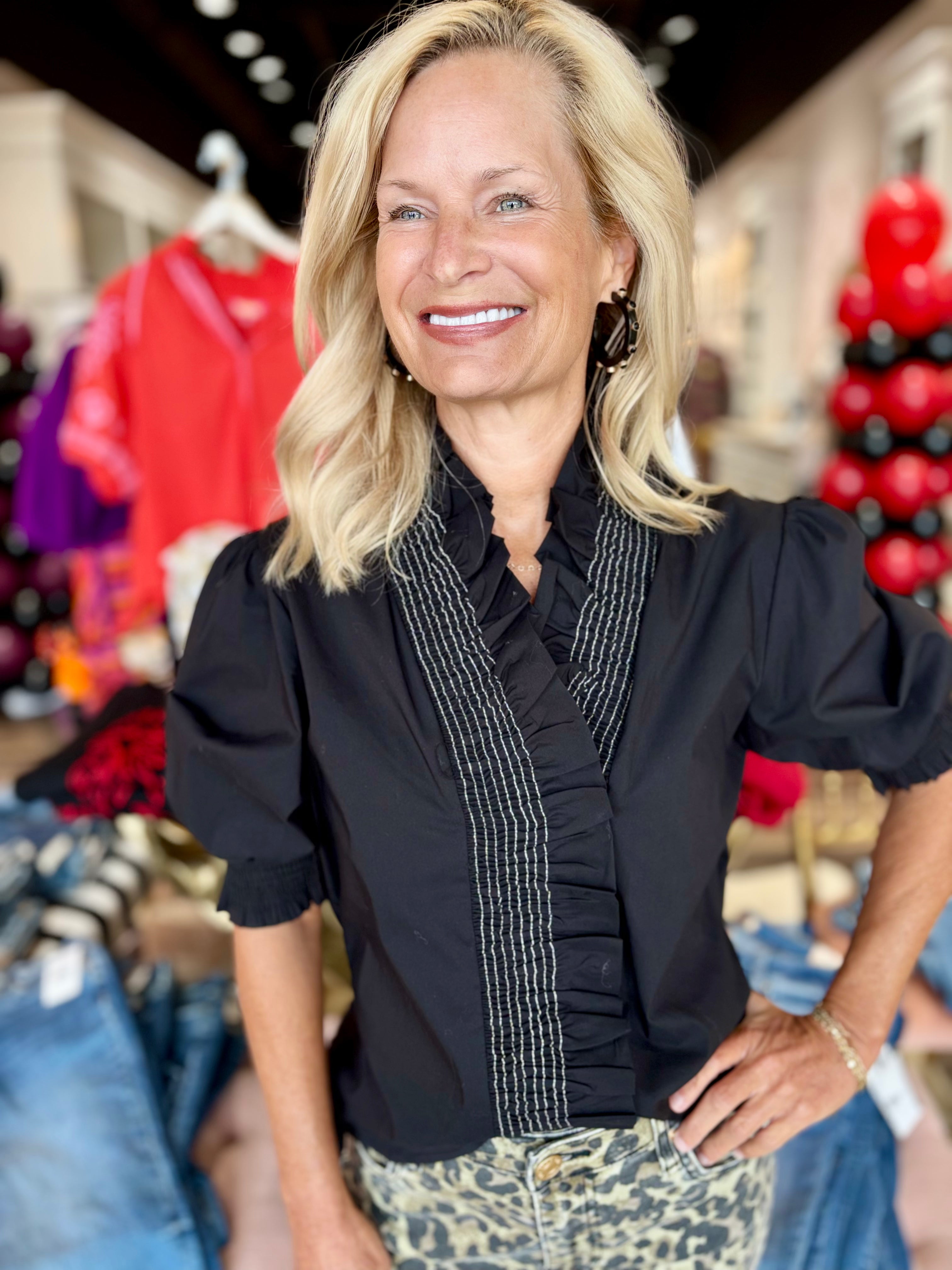 Boho Chic Black Ruffle Blouse