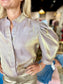 Boho Chic Iridescent Puff Sleeve Blouse