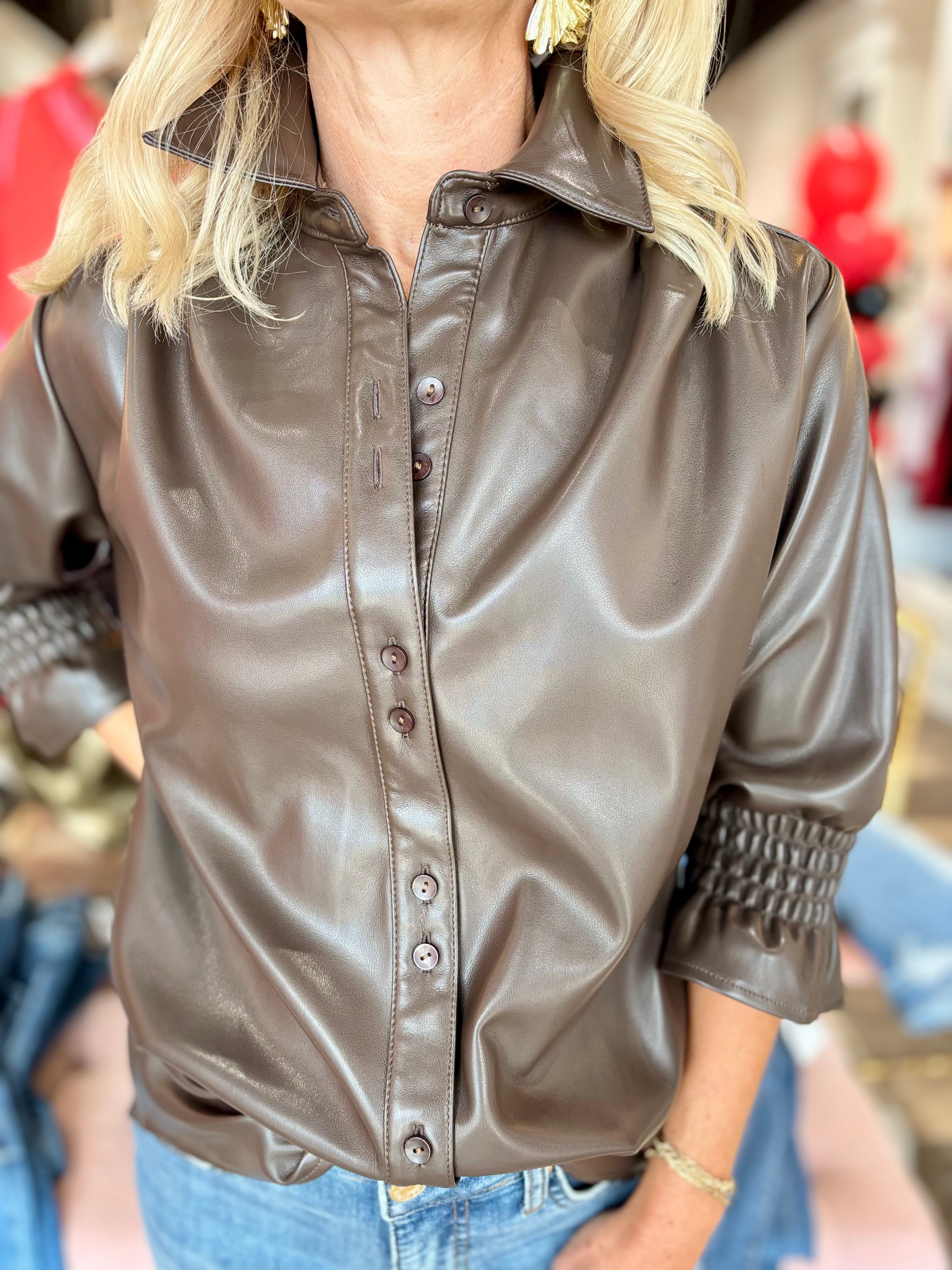Boho Chic Brown Leather Top