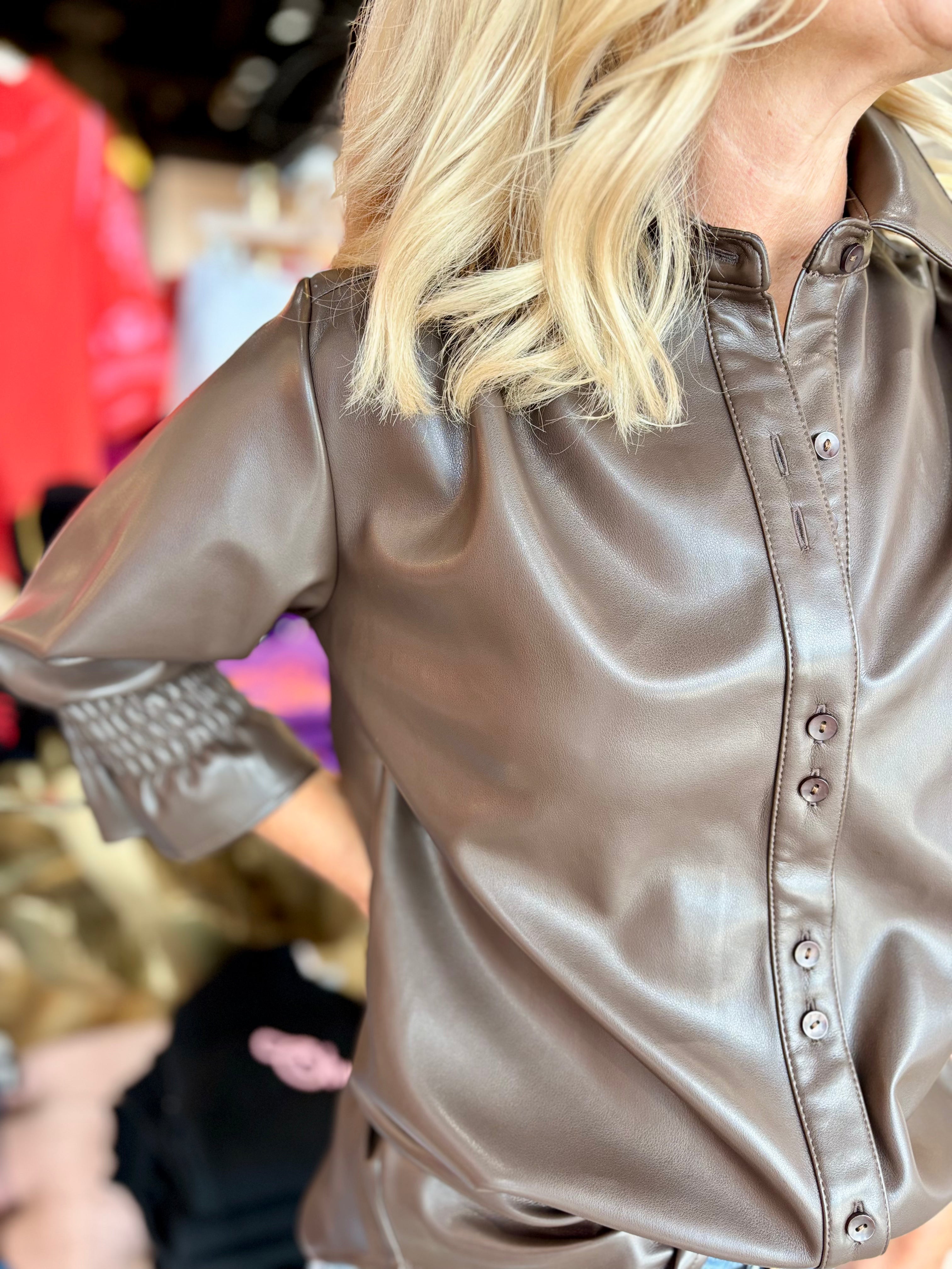 Boho Chic Brown Leather Top