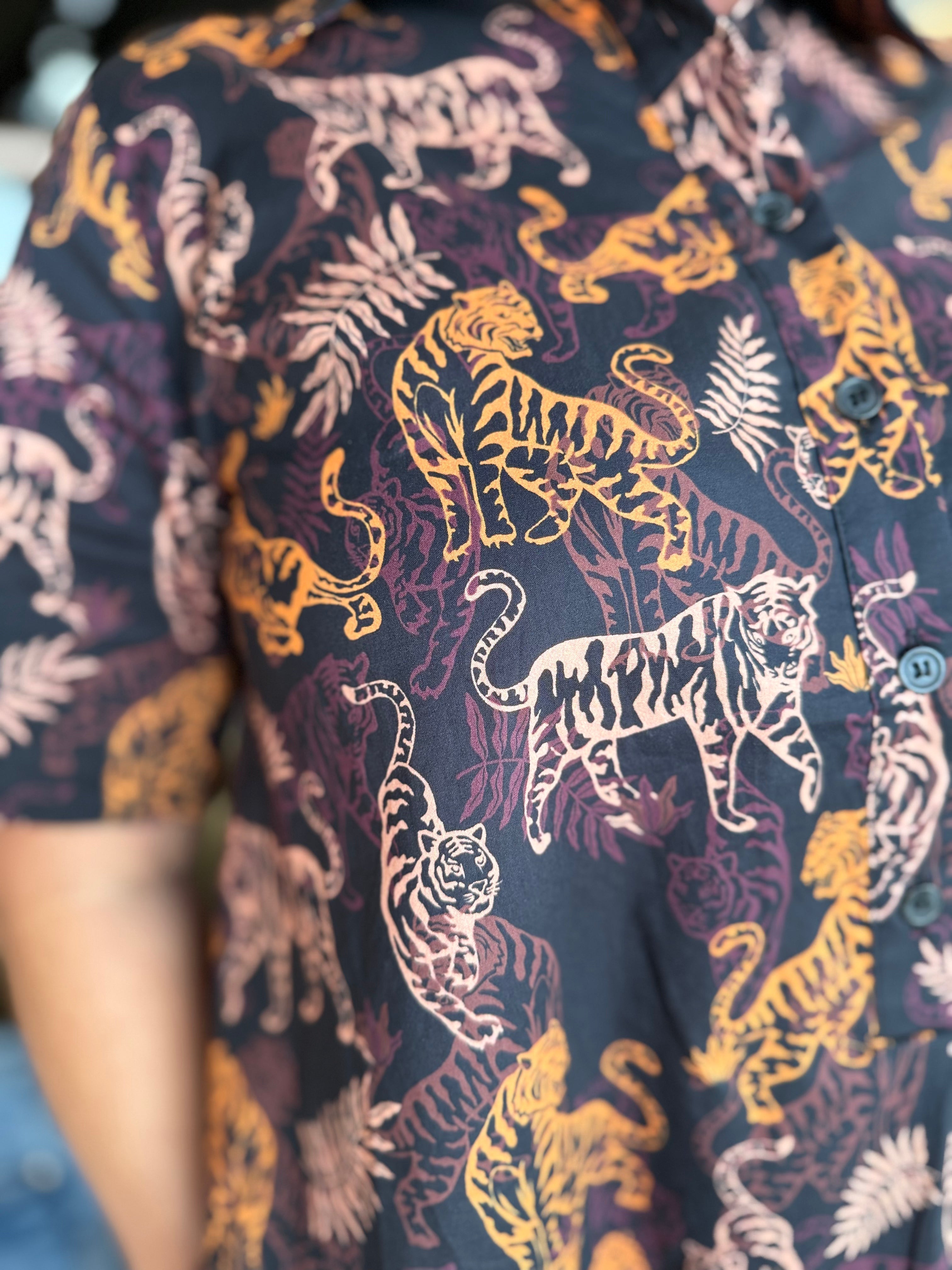 Collared Tiger Print Mini Dress