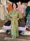 Jade Side Drape Pleated Maxi Dress Olive Tapestry