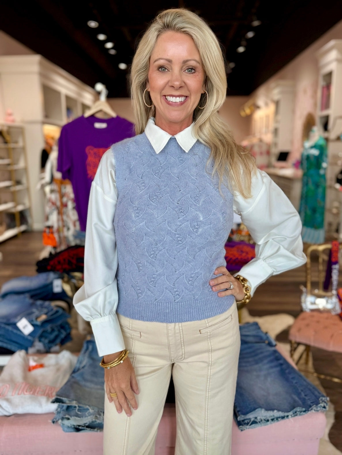Kerisma Laurel Sleeveless Sweater Blue Frost