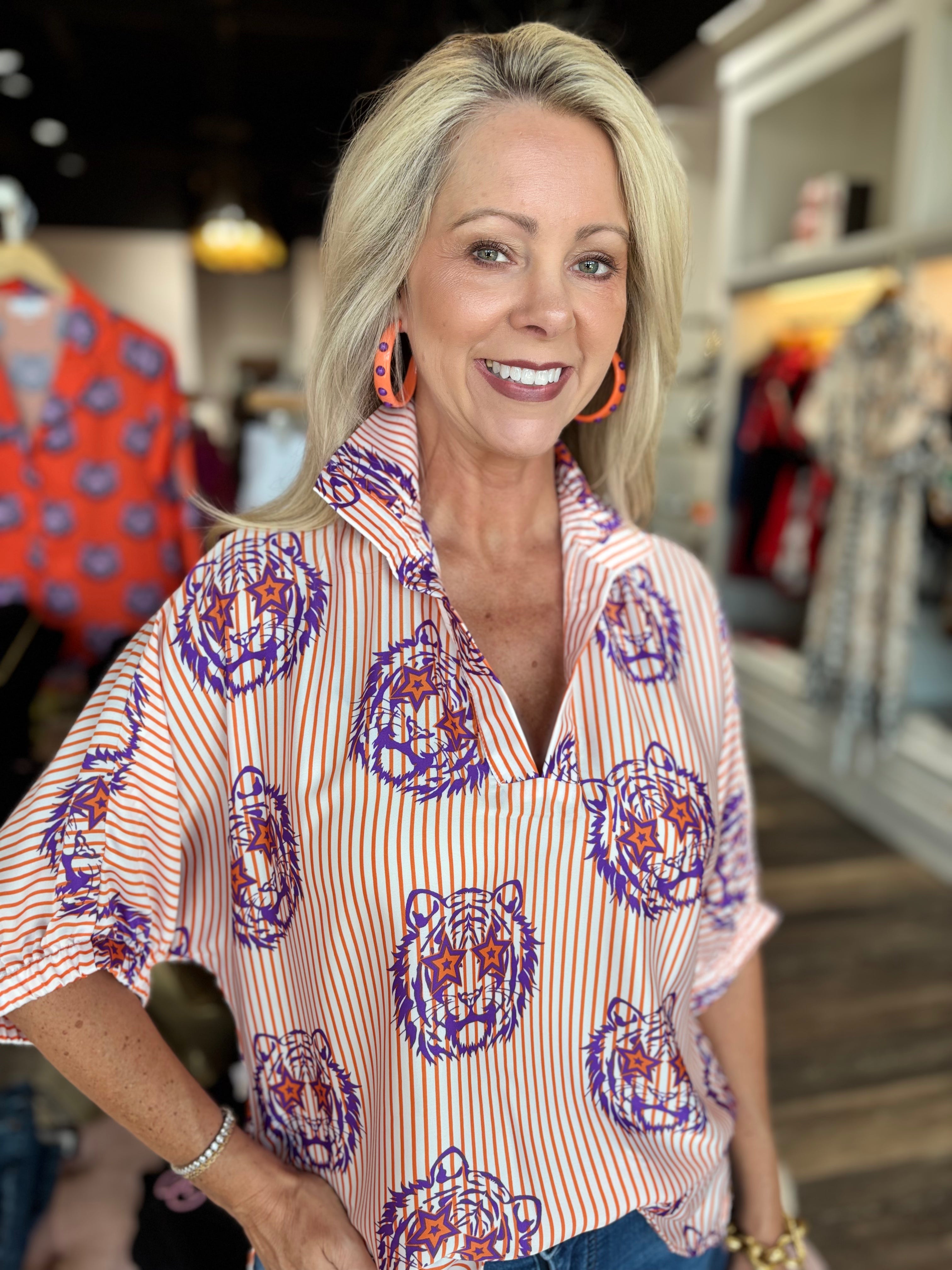 Orange Gaze Tiger Top