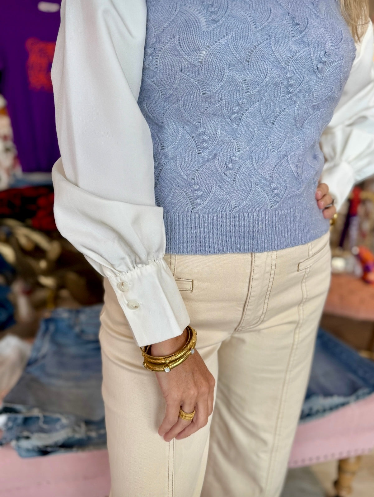 Kerisma Laurel Sleeveless Sweater Blue Frost