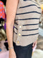 Charlie B Striped Sleeveless Sweater Vest - Heather Camel