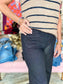 Charlie B Cropped Patch Pocket Flare Twill Pants Lurex Black