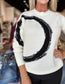 Charlie B Placed Jacquard Crew Neck Sweater - Ecru