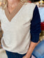 Charlie B Charlie B Colorblock V-Neck Sweater