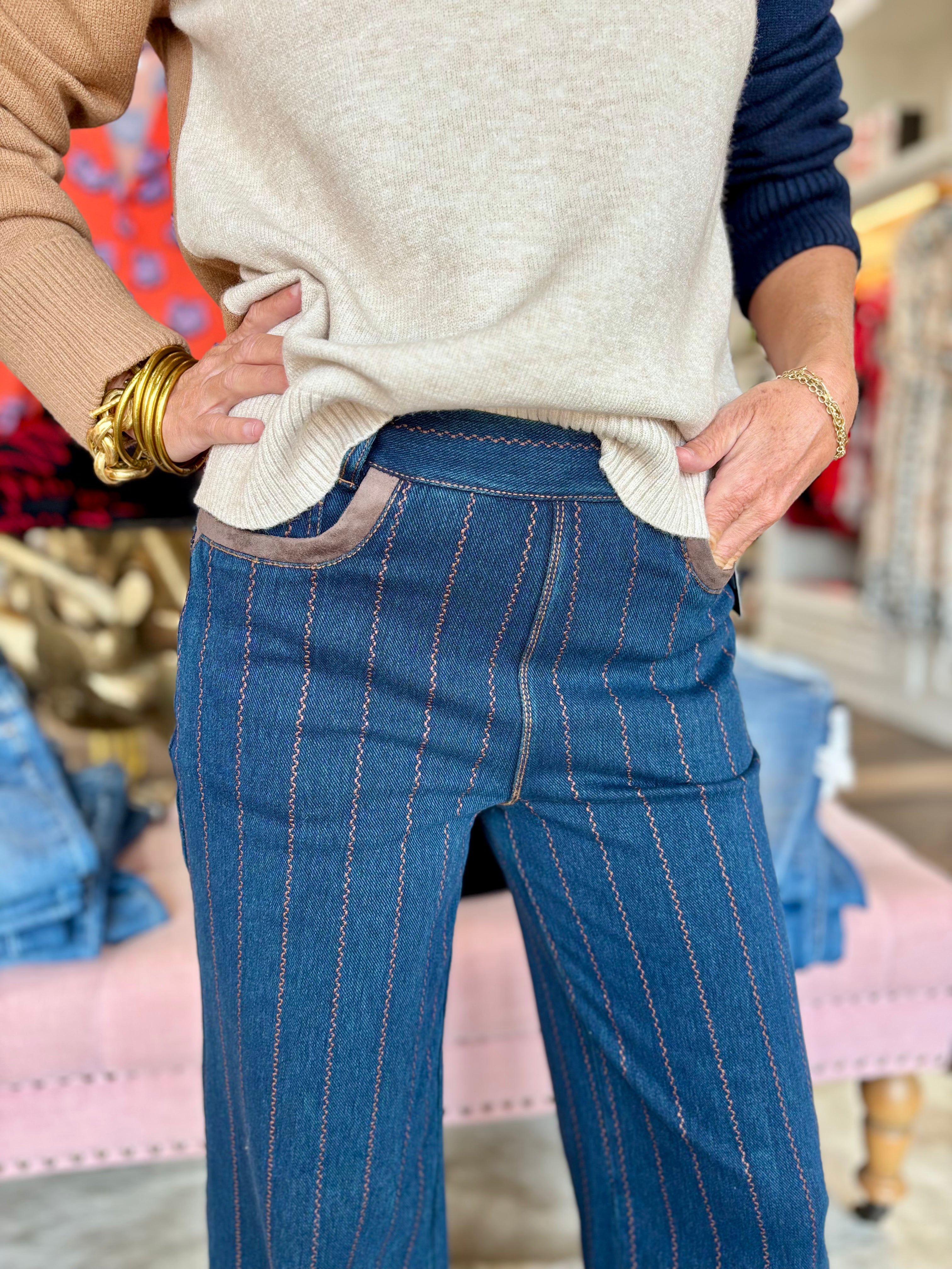 Lysse Landon Embroidered Wide Leg Denim/ Indigo