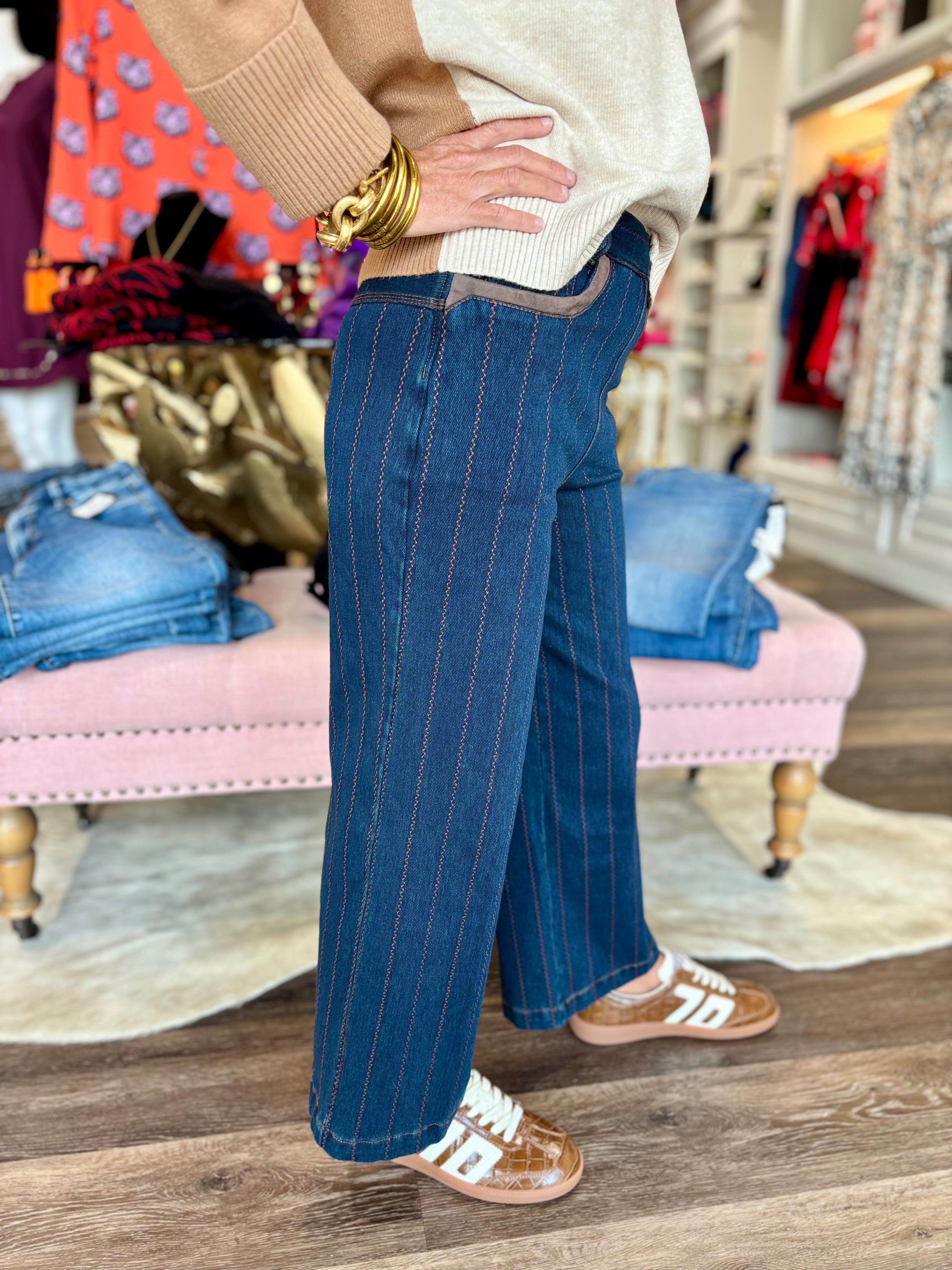 Lysse Landon Embroidered Wide Leg Denim/ Indigo